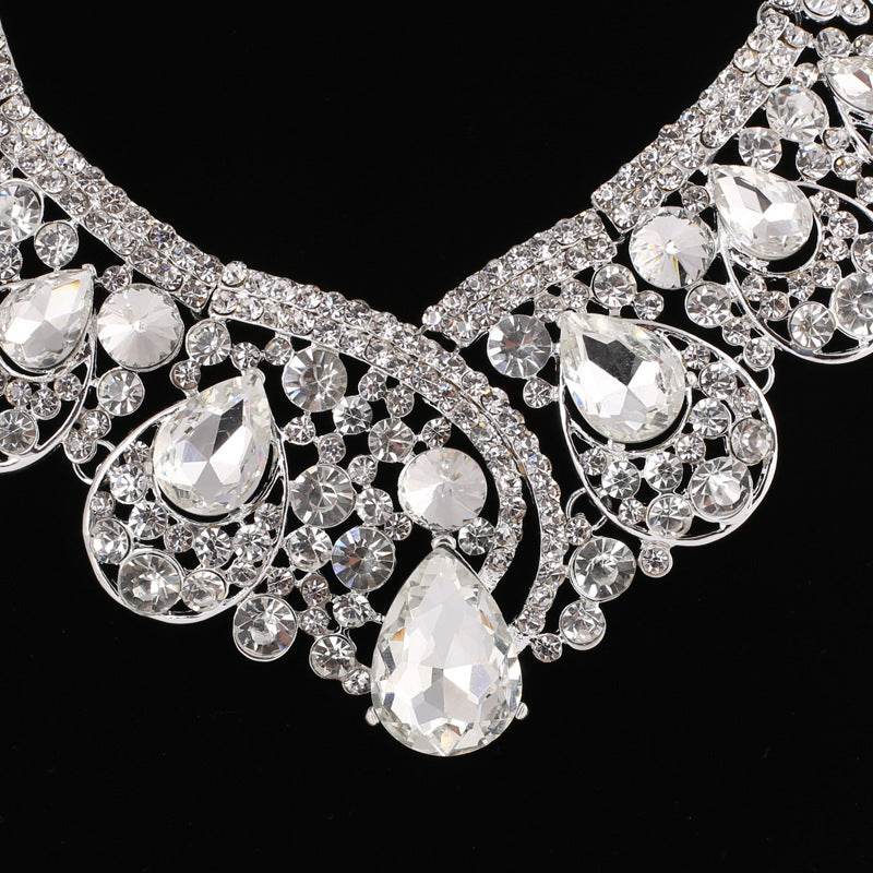 Elegant Rhinestone Bridal Jewelry Set - Necklace & Earrings for Modern Brides - Buy Center