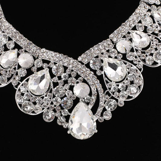 Elegant Rhinestone Bridal Jewelry Set - Necklace & Earrings for Modern Brides - Buy Center