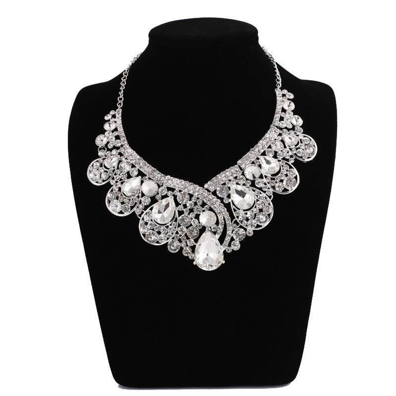 Elegant Rhinestone Bridal Jewelry Set - Necklace & Earrings for Modern Brides - Buy Center