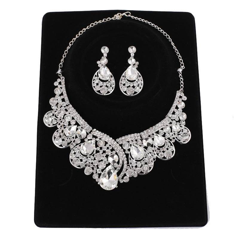 Elegant Rhinestone Bridal Jewelry Set - Necklace & Earrings for Modern Brides - Buy Center