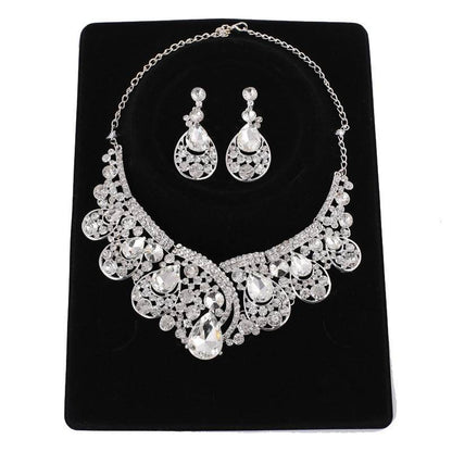 Elegant Rhinestone Bridal Jewelry Set - Necklace & Earrings for Modern Brides - Buy Center