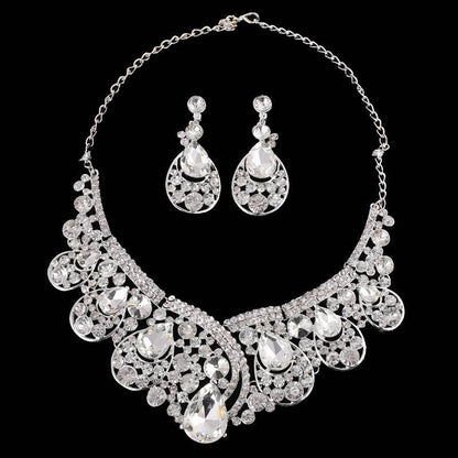 Elegant Rhinestone Bridal Jewelry Set - Necklace & Earrings for Modern Brides - Buy Center