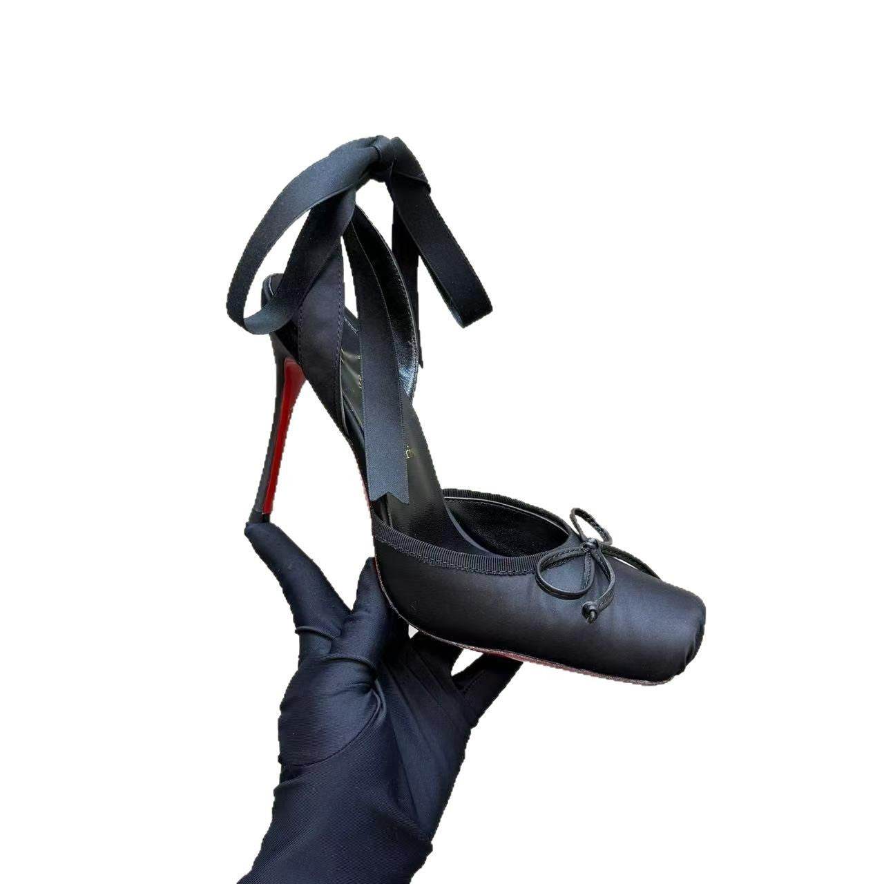 Buycenter Women's Trendy Leather Sole High Heels - Satin Ribbon Toe Cap - Buy Center