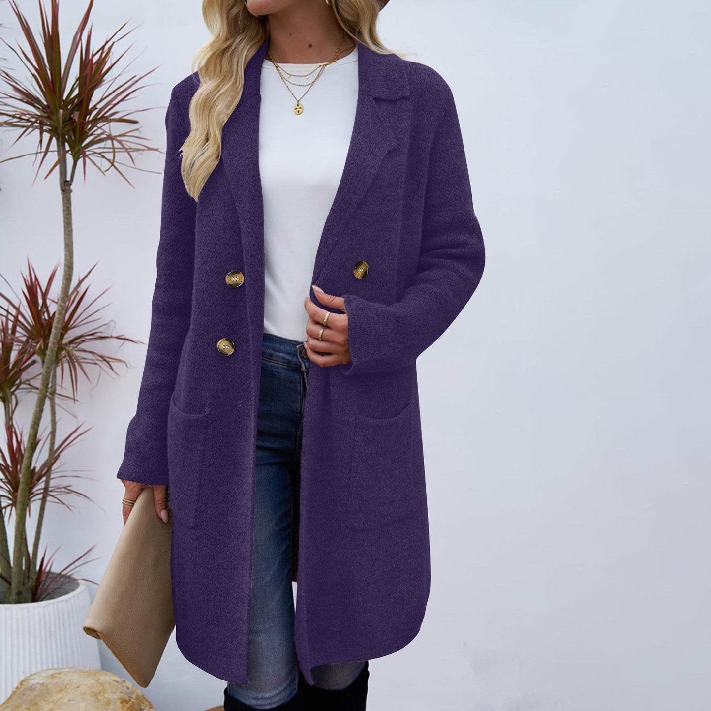 Buycenter Women's Mid-Length Woolen Coat Jacket - All-Match Fashionable Style - Buy Center