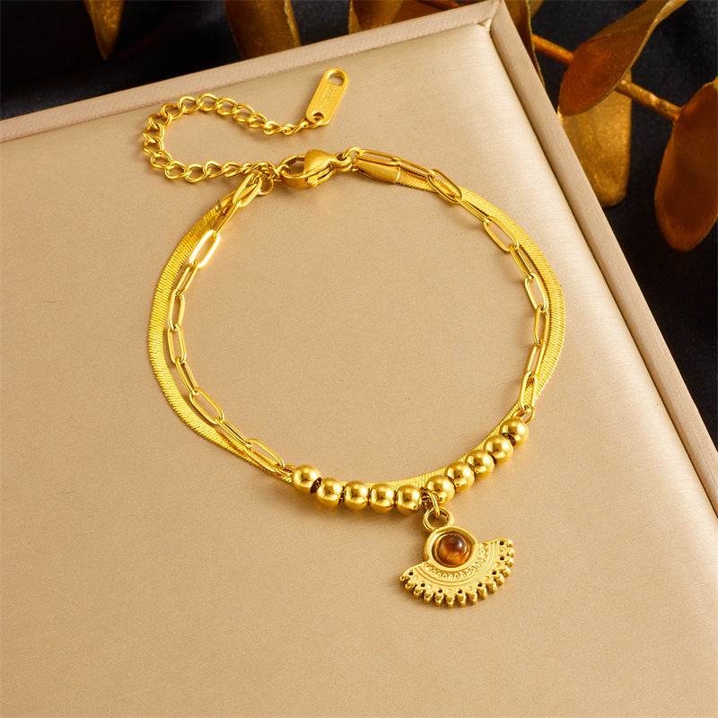 Buycenter Vintage Twin Double-Layer Bracelet - Elegant Stainless Steel Design - Buy Center