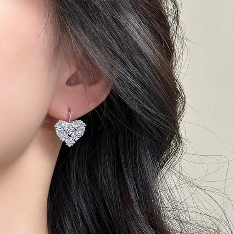 Buy Center Exquisite Peach Heart Earrings - Micro Inlaid Zircon Design - Buy Center