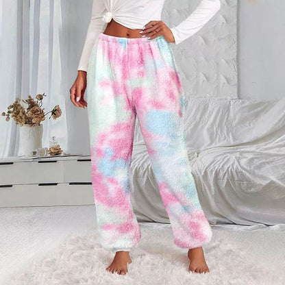 Buycenter Women's Fleece Tie-Dye Pants - Double-Sided Comfort - Buy Center