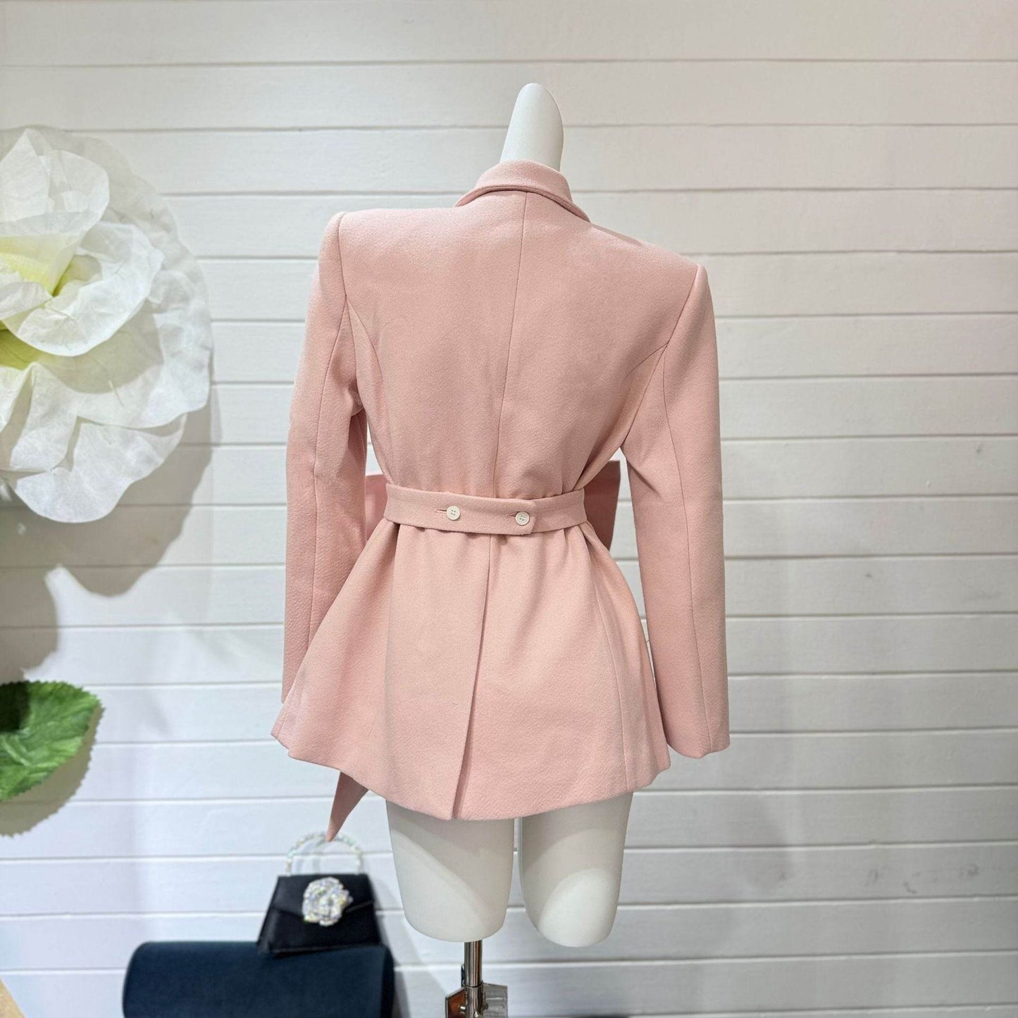 Women’s Patchwork Bow Jacket - Stylish Notched Collar, Long Sleeve - Buy Center