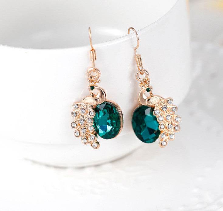 Peacock Rhinestone Two Piece Necklace Set - Elegant Earrings Included - Buy Center