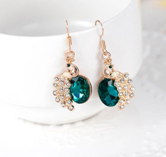 Peacock Rhinestone Two Piece Necklace Set - Elegant Earrings Included - Buy Center