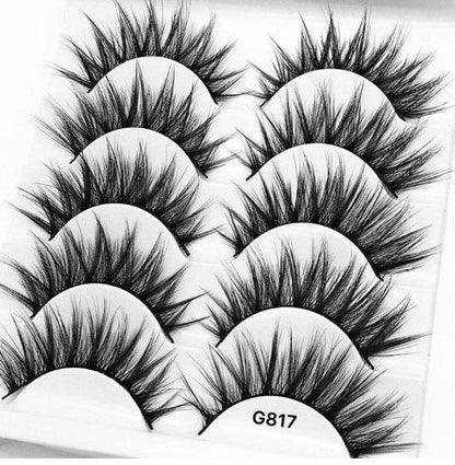 Luxurious 3D Mink Hair False Eyelashes - 5 Pairs for Stunning Volume - Buy Center