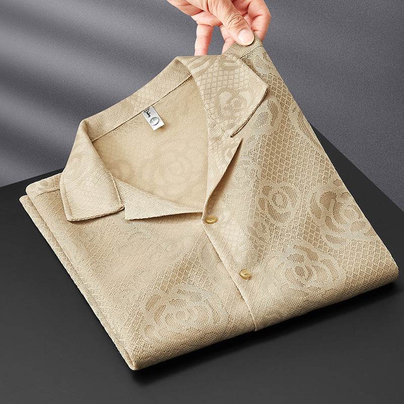 Buycenter Men's Short Sleeve Knitted Shirt - Solid Color, Slim Fit - Buy Center