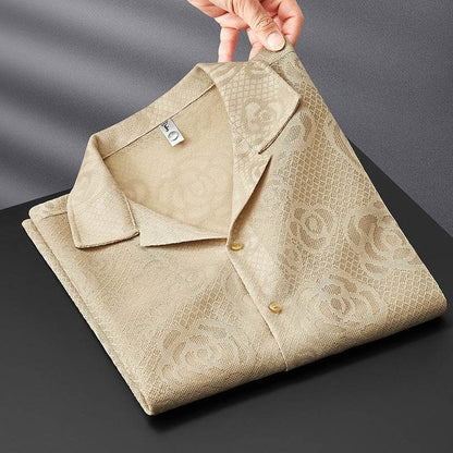 Buycenter Men's Short Sleeve Knitted Shirt - Solid Color, Slim Fit - Buy Center