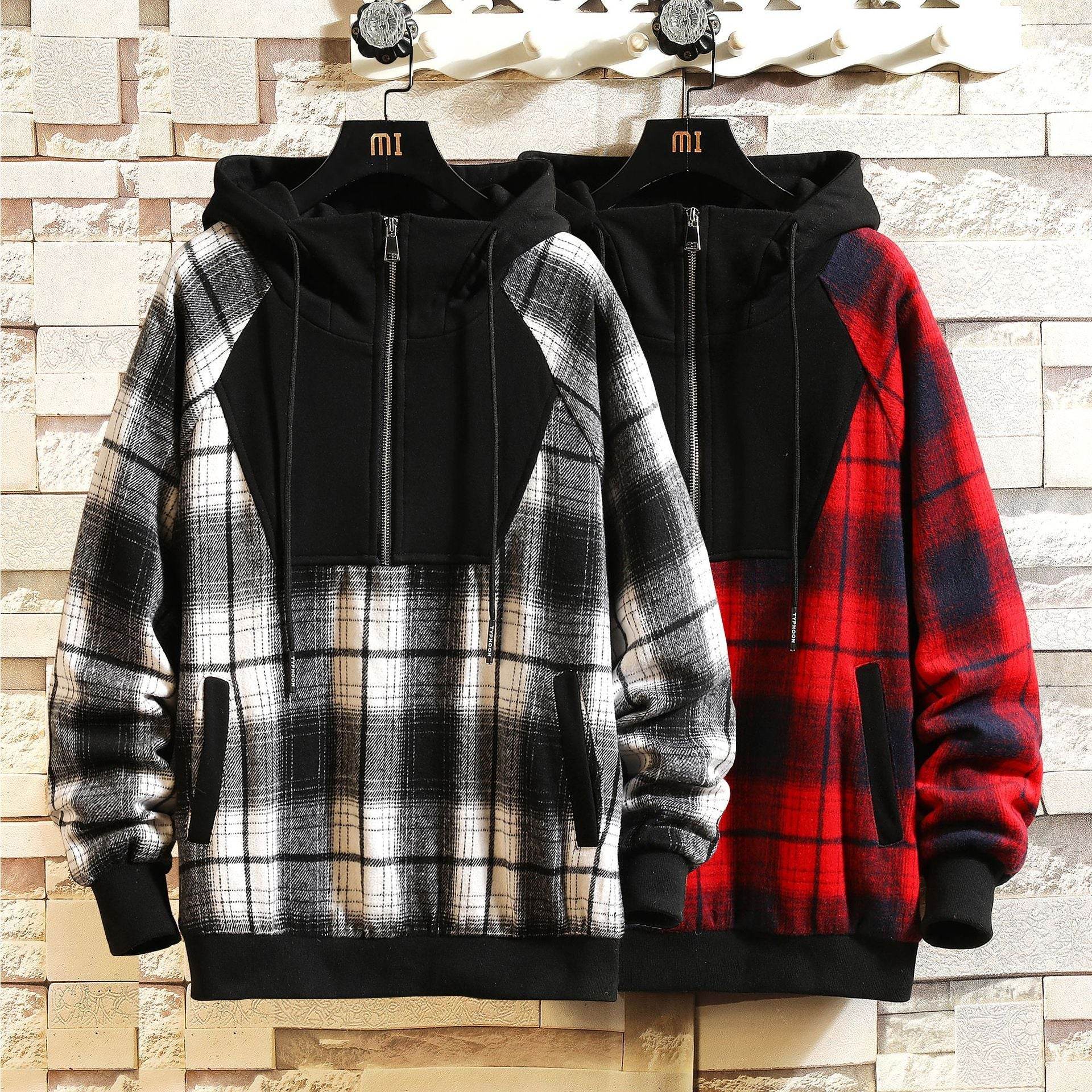 Buycenter Hooded High-Neck Plaid Sweater - Casual Loose Fit for Autumn - Buy Center