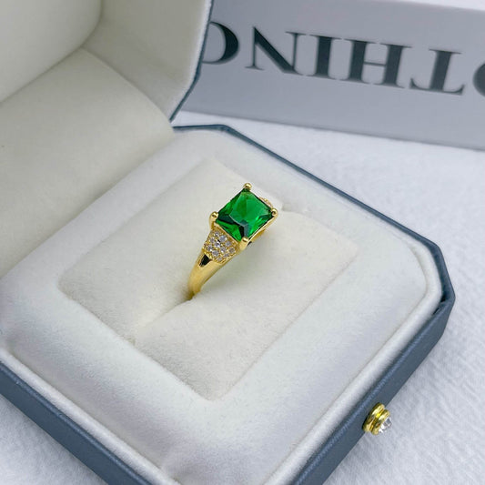 Buy Center 18K Gold Plated Emerald Ring for Women - Elegant Geometric Design - Buy Center