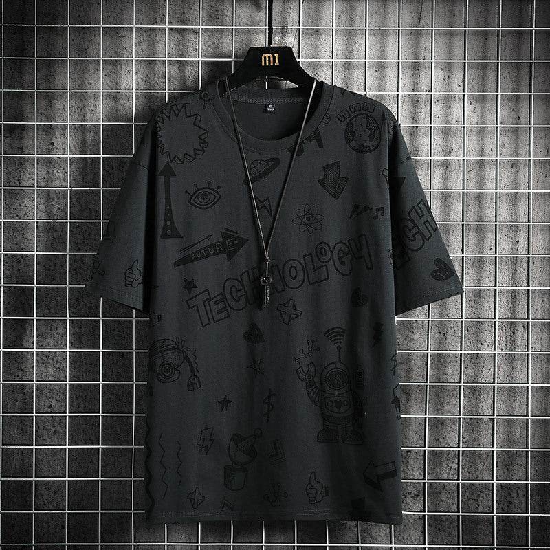 Trendy Men's Short Sleeve T-Shirt - Geometric Print & Loose Fit Style - Buy Center