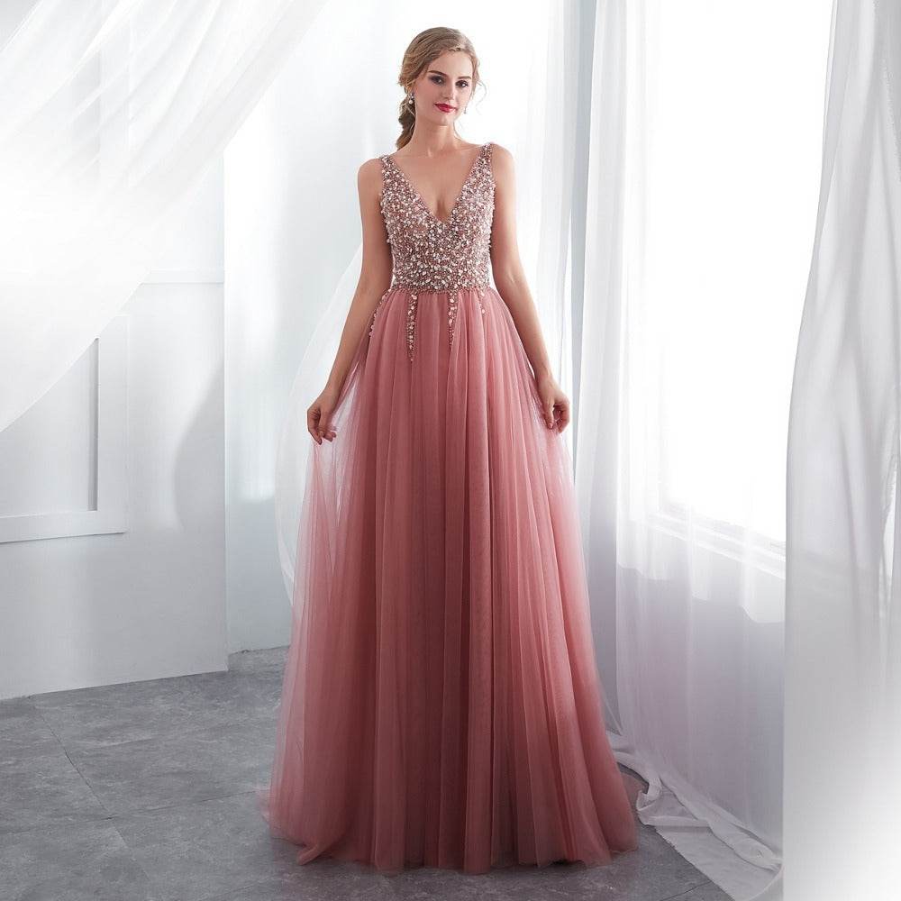 Elegant V-Neck Prom Dress - Sleeveless Empire Waist for 2025 Style - Buy Center