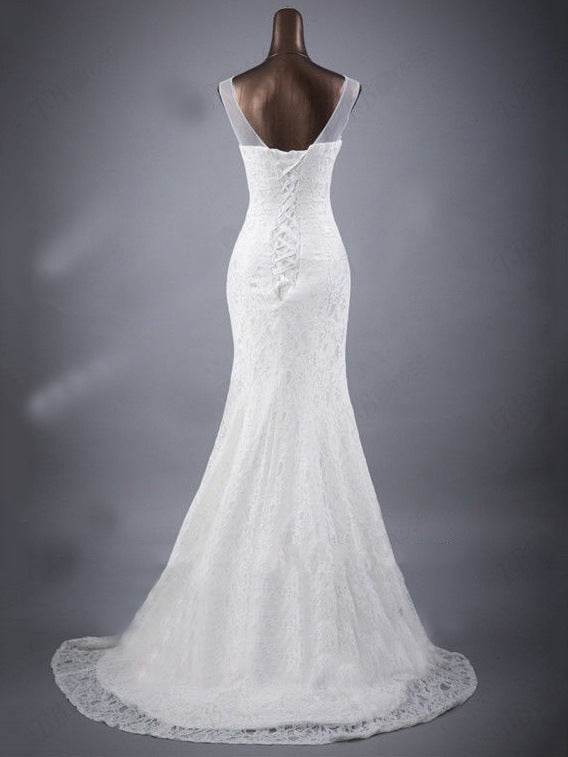 Elegant Lace Slim Double Shoulder Wedding Dress - Fishtail Design 2025 - Buy Center