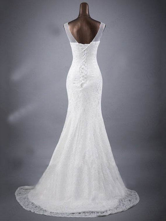 Elegant Lace Slim Double Shoulder Wedding Dress - Fishtail Design 2025 - Buy Center