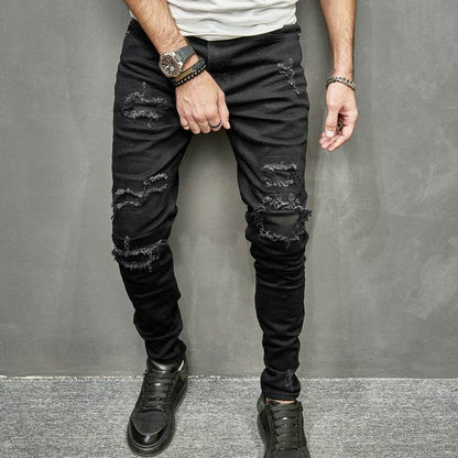 2023 Men's Stretch Skinny Jeans - Casual Black Tapered Fit Pants - Buy Center