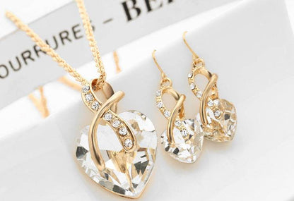 Heart-Shaped Crystal Earrings Set - Stylish Faux Zircon Jewelry for Women - Buy Center