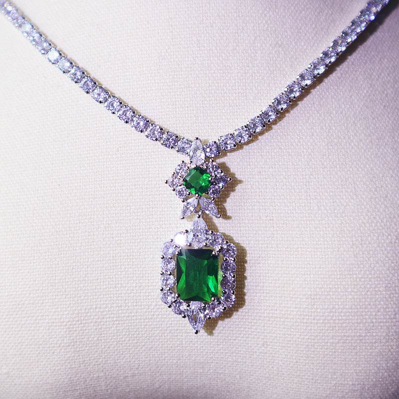 Elegant Dark Green Pendant Necklace & Earrings Set - Fine Jewelry 2025 - Buy Center