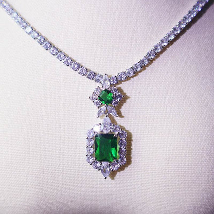 Elegant Dark Green Pendant Necklace & Earrings Set - Fine Jewelry 2025 - Buy Center