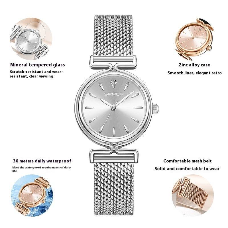 Women's Retro Mesh Strap Watch - Stylish & Waterproof for All Occasions - Buy Center