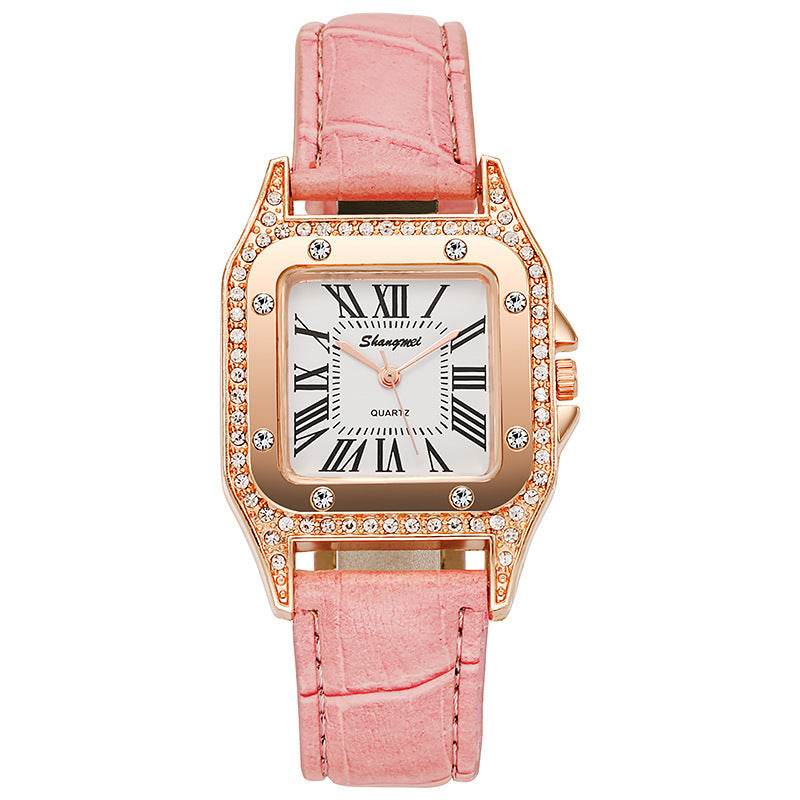 Square Diamond Women's Watch - Elegant Casual Style with Roman Numerals - Buy Center