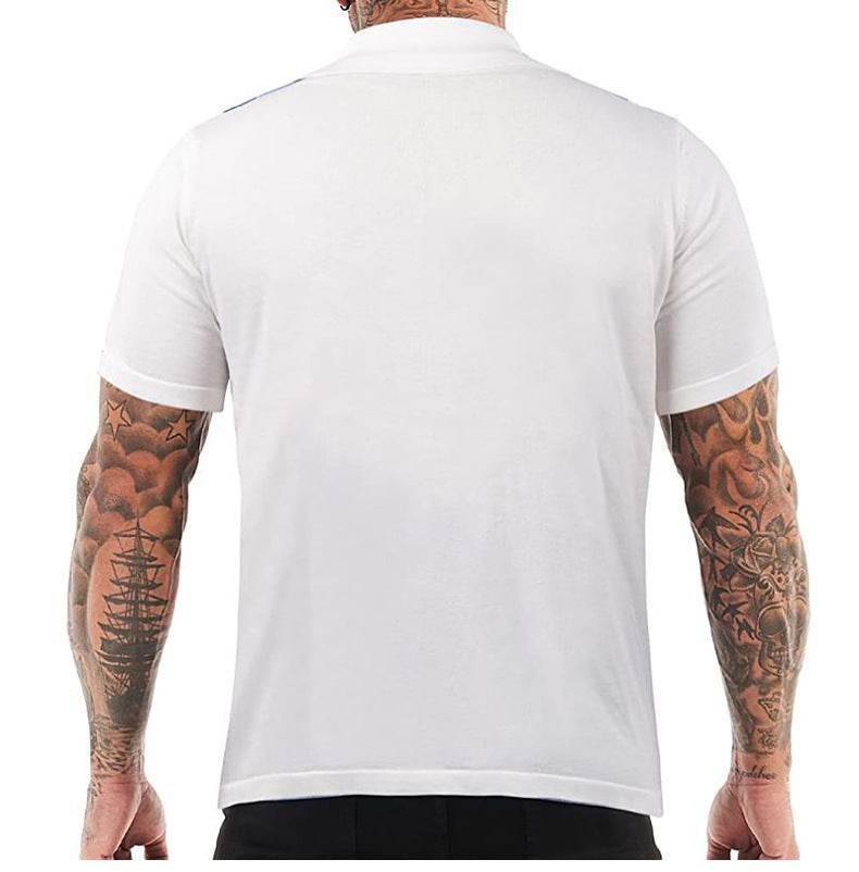 Men's White Striped Slim-fit Sweater - Stylish Tencel Short Sleeves 2025 - Buy Center