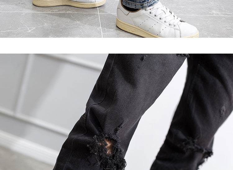 Hip Hop Trend Men's Zipper Jeans - Cotton, Mid Waist, Micro Elasticity - Buy Center