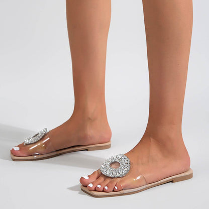 Buycenter Plus Size Women’s Beach Sandals - Rhinestone Design, Multiple Sizes - Buy Center