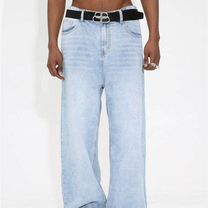 Buycenter Light Blue Frayed Hem Jeans - Loose Fit Denim for Casual Style - Buy Center