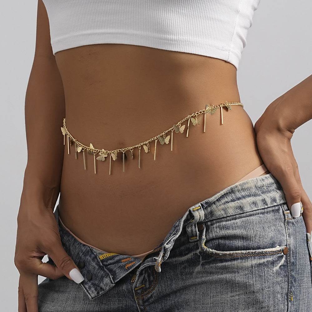 All-Match Butterfly Stitching Copper Waist Chain - Elegant Gold Body Jewelry - Buy Center