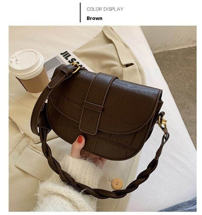 Retro Stone Pattern Underarm Saddle Bag - Stylish Clutch with Straps - Buy Center