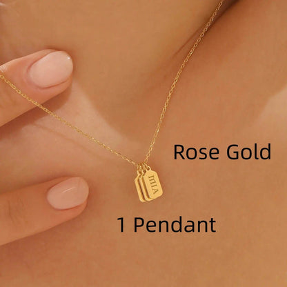 Minimalist Carved Name Pendant Necklace - Custom Stainless Steel Jewelry - Buy Center