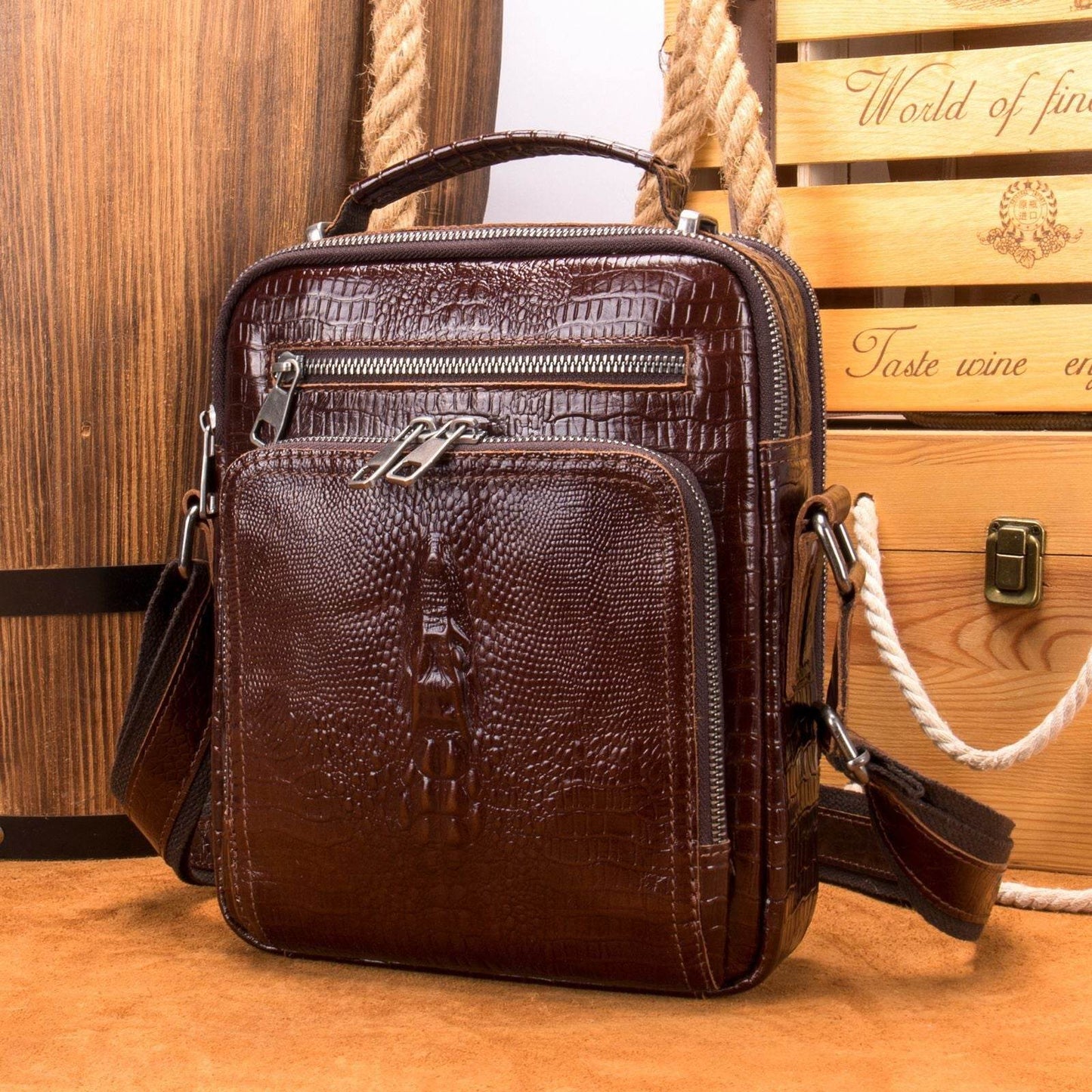 Retro Leather Shoulder Messenger Bag - Large Capacity, Waterproof Design - Buy Center