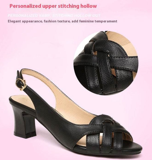 Woven Chunky Heel Peep Toe Sandals - Stylish Ankle Buckle Shoes for Women - Buy Center