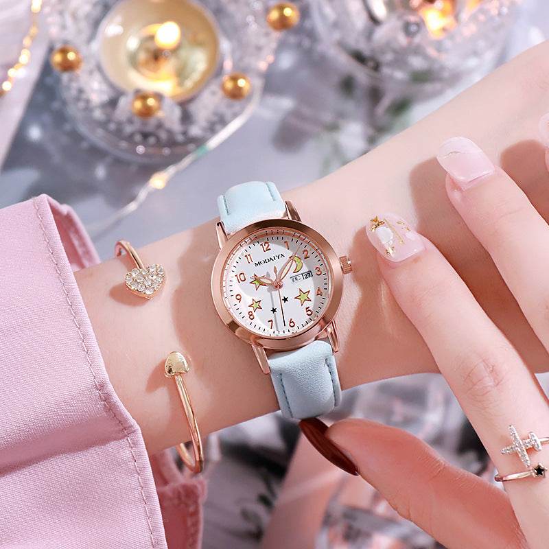 Women's Luminous Quartz Watch - Double Calendar, Stylish & Slim Design - Buy Center