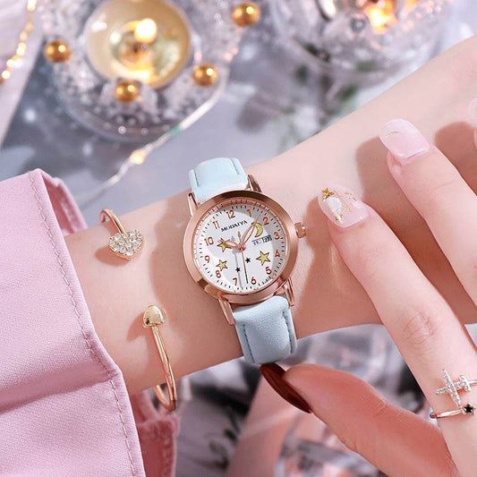Women's Luminous Quartz Watch - Double Calendar, Stylish & Slim Design - Buy Center