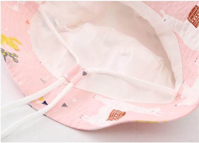 Buycenter Baby Sunshade Fisherman Hat - Flat Top, Pink & Blue Alpaca - Buy Center