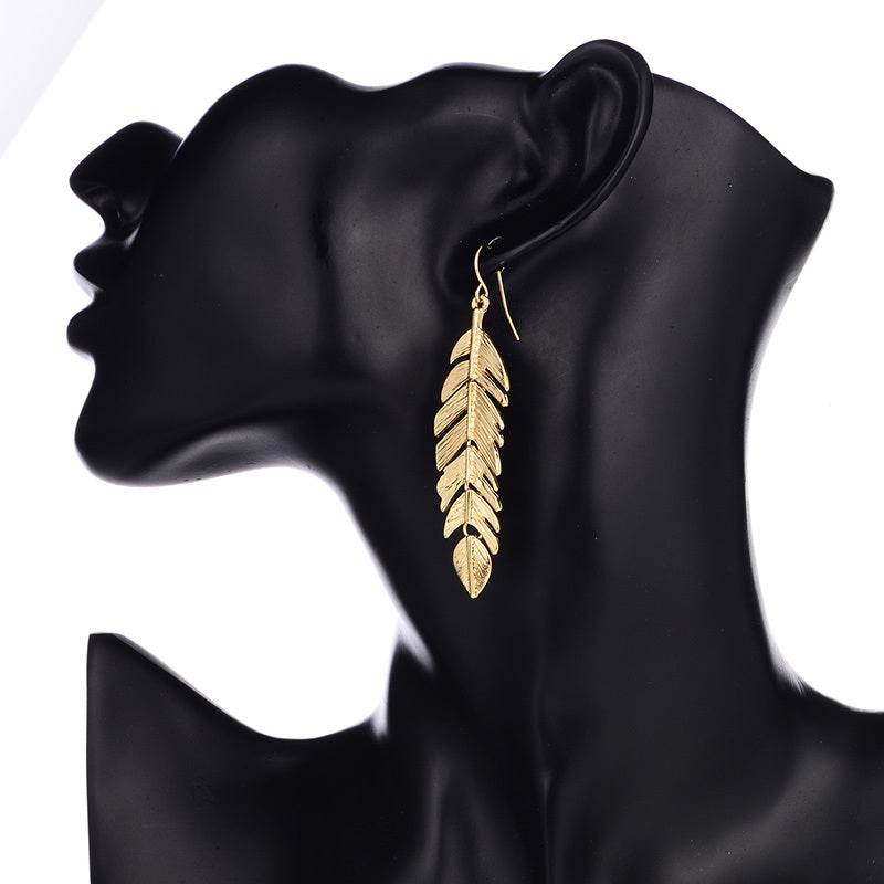 Buy Center European & American Tassel Leaf Earrings - Stylish Geometric Design - Buy Center