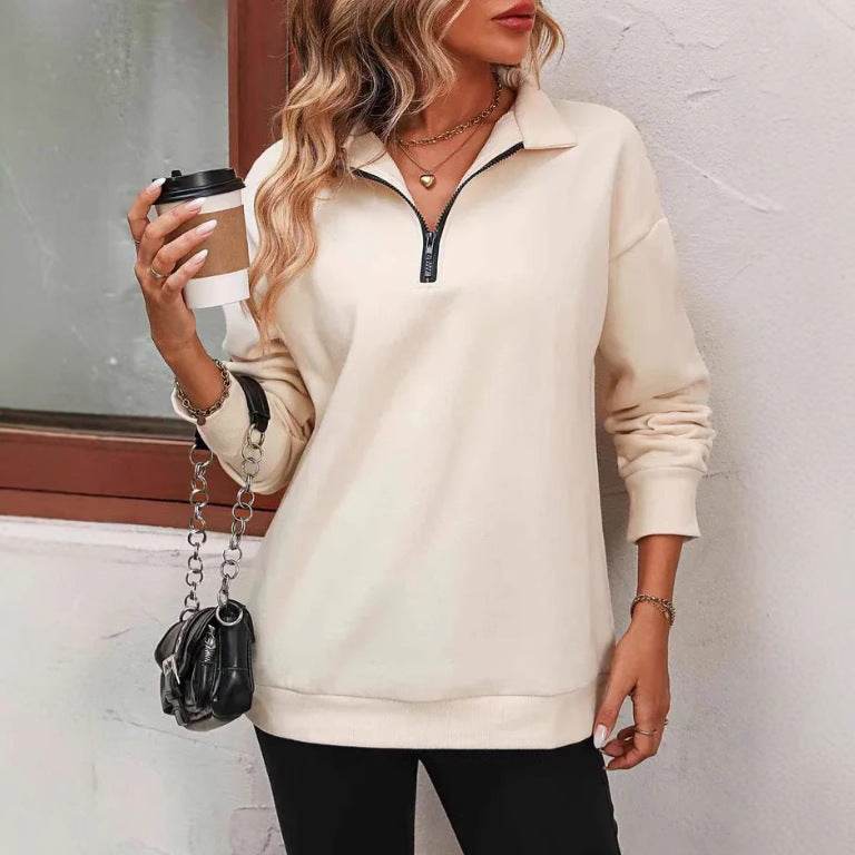 Buycenter Women's Fashion Pullover Sweatshirt - Long Sleeve Zipper Style - Buy Center