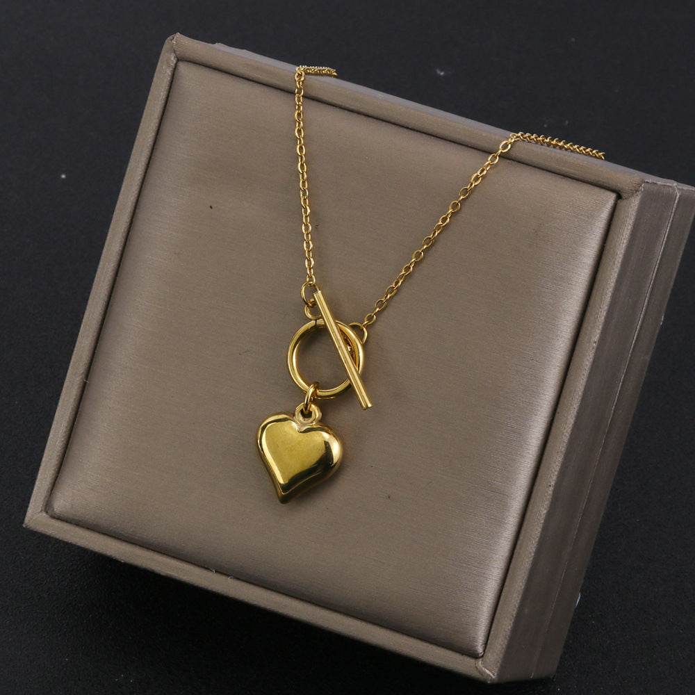 Buy Center Stainless Steel Heart Necklace - Unisex Cross Chain Pendant - Buy Center