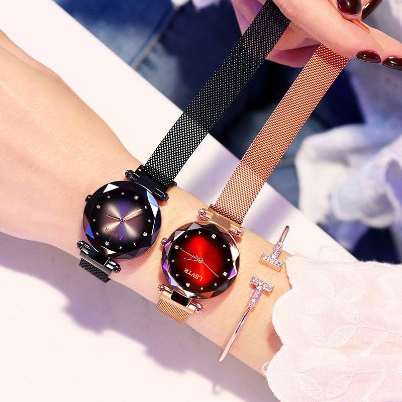 Women's Starry Quartz Watch - Sleek 8mm Lazy Magnet Strap, Stylish Design - Buy Center