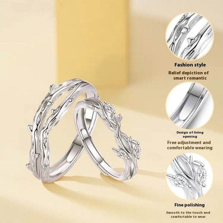 Buycenter S999 Sterling Silver Couple Rings - Adjustable Luxurious Design - Buy Center