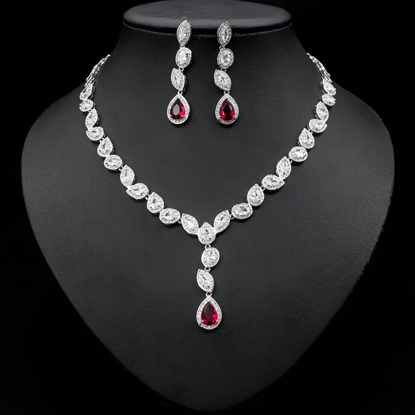Colorful Zircon Wedding Jewelry Set - Elegant Necklace & Earrings 2025 - Buy Center