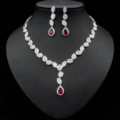 Colorful Zircon Wedding Jewelry Set - Elegant Necklace & Earrings 2025 - Buy Center