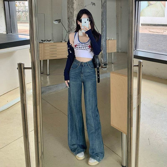 Women's High Waist Bell-Bottom Jeans - Trendy Loose Fit for Every Occasion - Buy Center