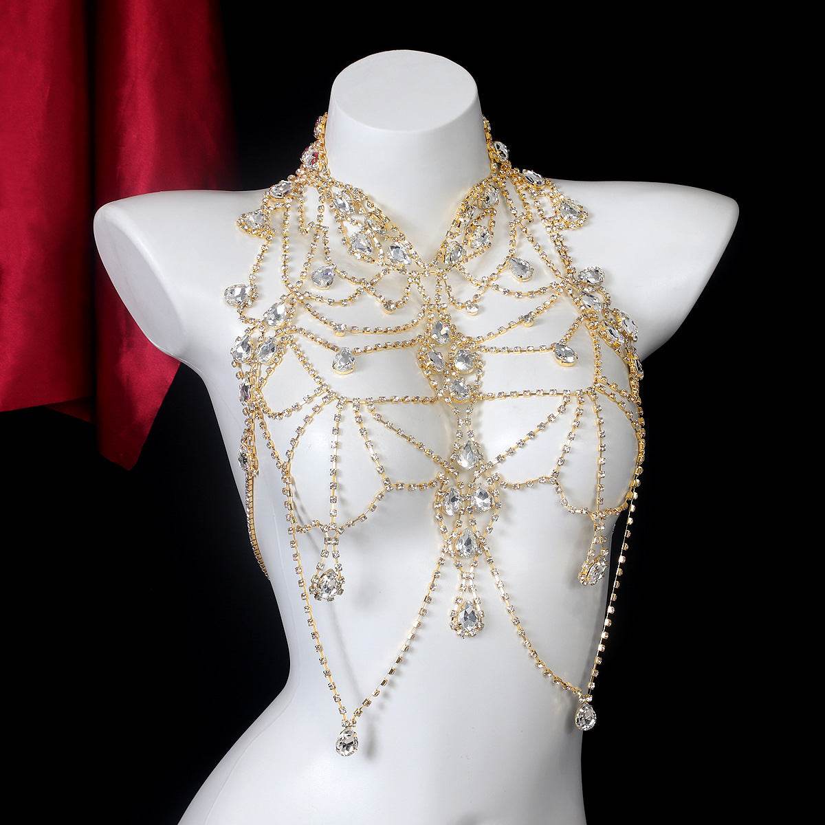 Rhinestone Multi-layer Body Chain Necklace - Elegant Gold/Silver Accessory - Buy Center
